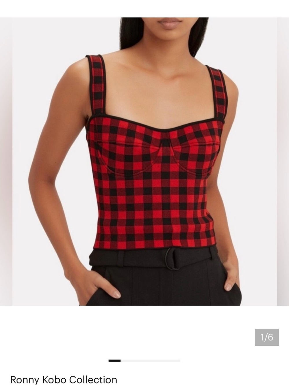 Ronny Kobo Red and Black Plaid Bustier Camisole. Worn only 1 time.